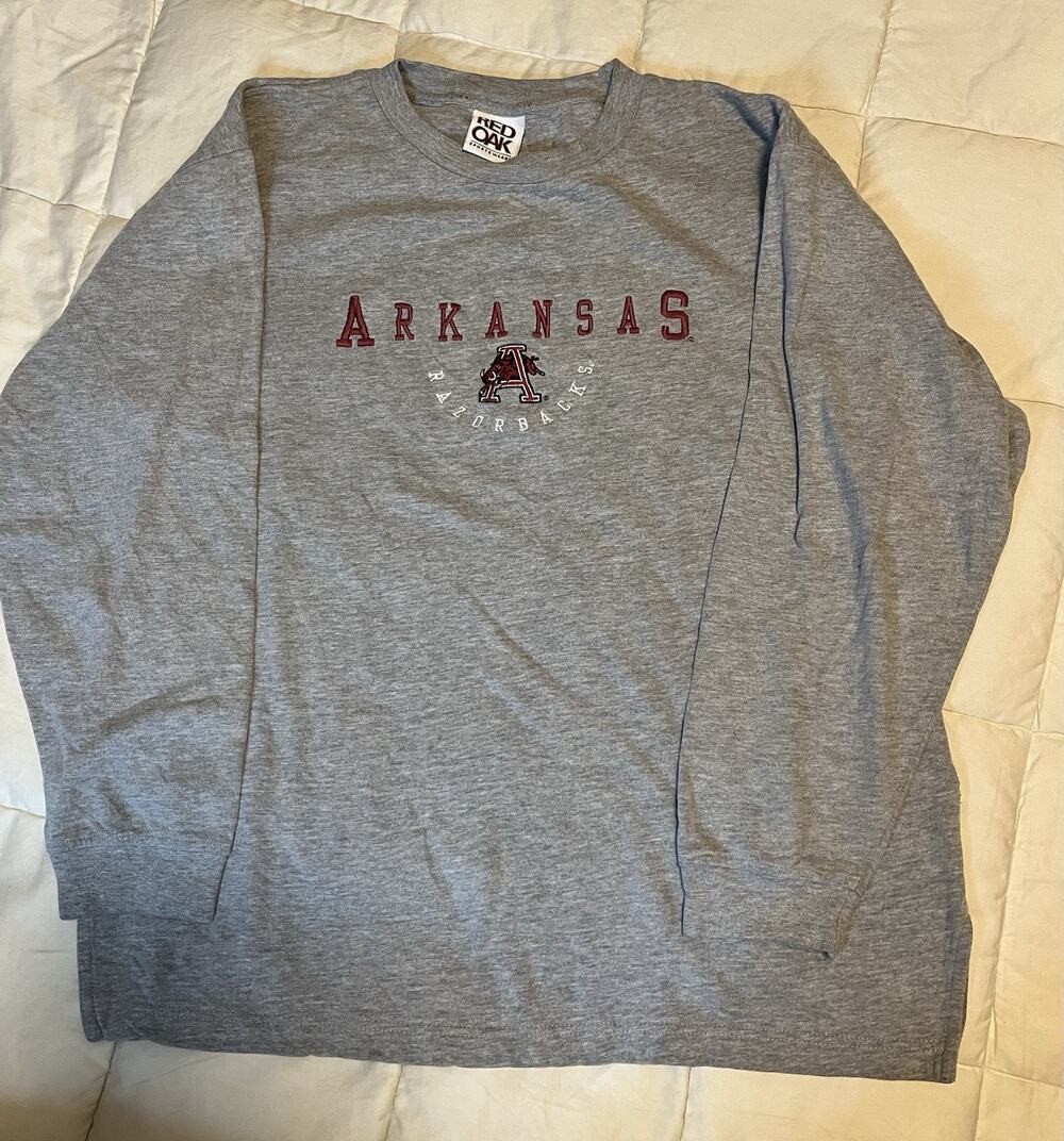 Vtg 90s Red Oak University of Arkansas Razorbacks Sweatshirt Mens Medium Gray